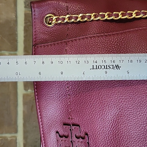 TORY BURCH Imperial Garnet McGraw Chain Slouchy Shoulder Tote - Picture 7 of 13